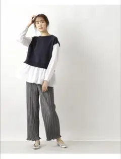 Natural Beauty Basic プリーツパンツ　チャコール