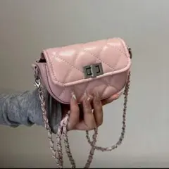 ミニショルダーキルティングバッグ ピンク