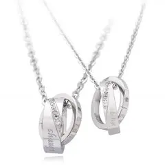 新品　ステンレス製　2連リング型　ペアネックレス　送料無料