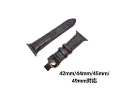 アップルウォッチバンド レザーラバー/オールブラック