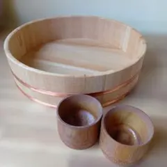 天然木製 寿司桶とカップセット