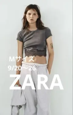 【ZARA】レースショートTシャツ　L サイズ ZARA】レースショートTシャツ M サイズ - メルカリ