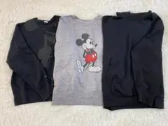 ユニクロ トレーナーパーカー３点セット ミッキー ブラック グレー