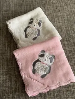 アンテプリマ タオルハンカチ パンダ 2枚セット　ピンク、白