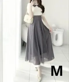 mily bilet ロングワンピース 半袖 ドットアイボリー M 清楚 夏のサムネイル