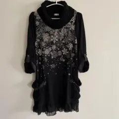 axes femme チュニック　膝丈ワンピース　七分袖　ニット