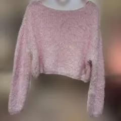 ふわふわ シャギーニット ピンク 長袖