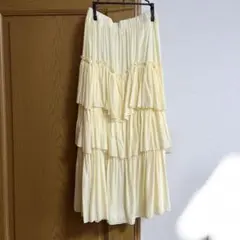 Iラインギャザーティアードロングスカート