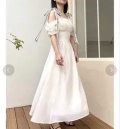 【最終価格】SNIDEL リボンショルダーウエストリブワンピース