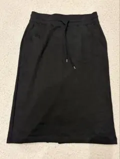 ブラックタイトスカート 裏起毛 ウエストドローストリング