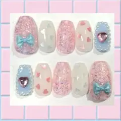 現品】ネイルチップ♡パープル 紫 量産型地雷韓国ワンホンイニシャル