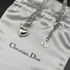 美品✨Dior ネックレス ハート ロゴ ストーン シルバー チェーン 刻印のサムネイル