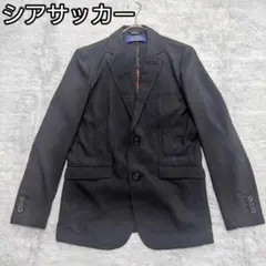 ナノユニバース　ダメリーノ　シアサッカー テーラードジャケット 花柄裏地　黒