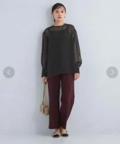 green label relaxing　シアー ボートネック ブラウス