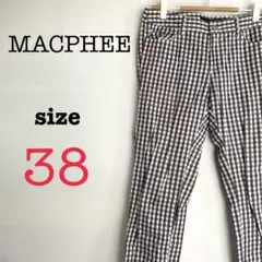 MACPHEE マカフィー【38】チェック柄ストレートパンツ　カジュアル　黒白のサムネイル
