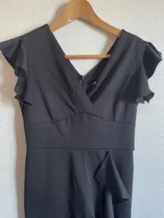 黒 フリル袖 Vネックラップドレス キャバドレス ミニドレス