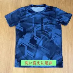 ネイビー 幾何学模様 Tシャツ