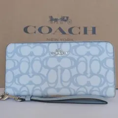 新品 コーチ COACH　長財布 スケッチ シグネチャーCBO02 アイスブルー