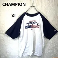CHAMPION チャンピオンXL Tシャツ アメリカ国旗デザイン メンズ