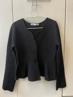 ZARA ペプラムトップス カーディガン 黒