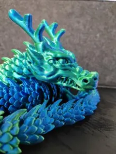 【訳あり】3Dプリンター製 龍（ドラゴン） 置物 約80cm ブルーグリーン