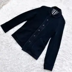 スーツカンパニー ニットジャケット (L) 鹿の子 ショールカラー 濃紺系