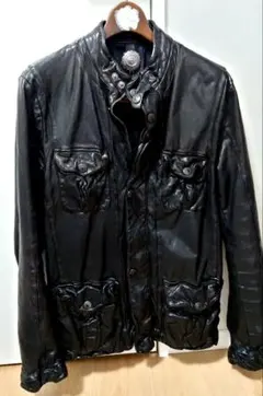 サンタクローチェ SANTACROCE レザーブルゾン　ブラック サンタクローチェレザージャケット
