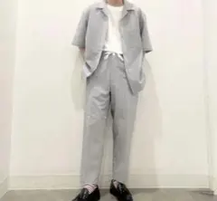 GU シアサッカーパンツ ストライプ　ブルー　Ｌ　美品