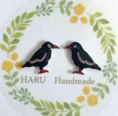 【カラス】　ピアス　イヤリング　鳥　野鳥　ハンドメイド