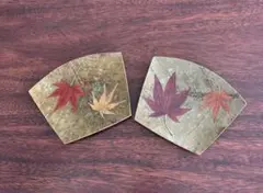 紅葉の押し花 朴葉菓子皿 2枚セット