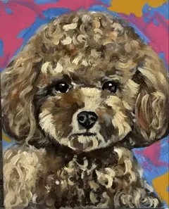 トイプードルの絵 「bitter」キャンバス画 原画一点物 動物画 犬の絵 トイプードルの絵 原画 犬の絵 18×14cmキャンバス 手描き 動物画