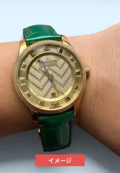 GUCCI 自動巻き腕時計 ゴールド文字盤 クロコダイルレザー 不具合なし 