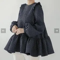 fitmore ダイヤジャガードティアードトップス　ネイビー