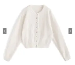 GRL ラメフェザーニットカーディガン アイボリー kz443