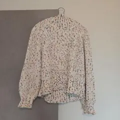 BEAMS HEART リブ編みニット 長袖 ホワイト・マルチカラー