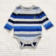 美品♡babyGAP♡長袖ロンパース♡ボーダー♡ブルー