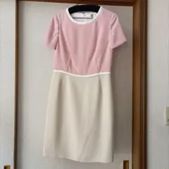 ALMA EN ROSE バイカラー 半袖ワンピース ピンク ベージュ 38のサムネイル