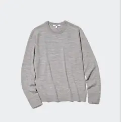 ユニクロ★グレー★メリノクルーネック長袖セーター Lサイズ