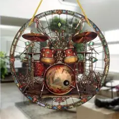 サンキャッチャー 壁掛け飾り ステンドグラス インテリア ドラム