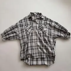 Mサイズ グレー系チェックシャツ