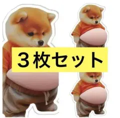 【タイムセーム】おなかぷにぷにシール　柴犬 ステッカー 3枚セット