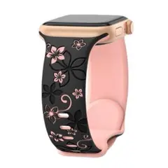 42/44/45/46/49mm アップルウォッチ バンド ブラック/ピンク