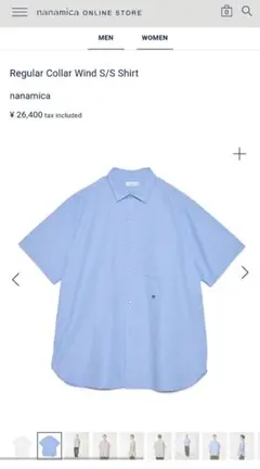 定価2.5万】ナナミカ レギュラー カラー ハーフスリーブ シャツ XL ME