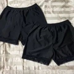 しまむら　ペチパンツ ブラック レース M〜L 2枚セット　まとめ売り