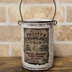 リメ缶　ピュアホワイト　アンティークラベル　Ｈ10.4㌢