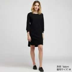 UNIQLO　ワッフルクルーネックワンピース　八分袖　新品タグ　М