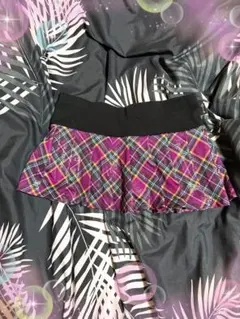 d.i.a パープル チェック柄 スカパン