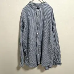 ユニクロ　ストライプ ボタンアップシャツ XL メンズ　ブルー