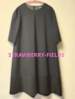 美品　STRAWBERRY-FIELDS ブラック ワンピース 五分袖　黒