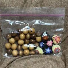 木製ビーズ まとめ売り 花柄 ハンドメイド素材 アクセサリーパーツ
